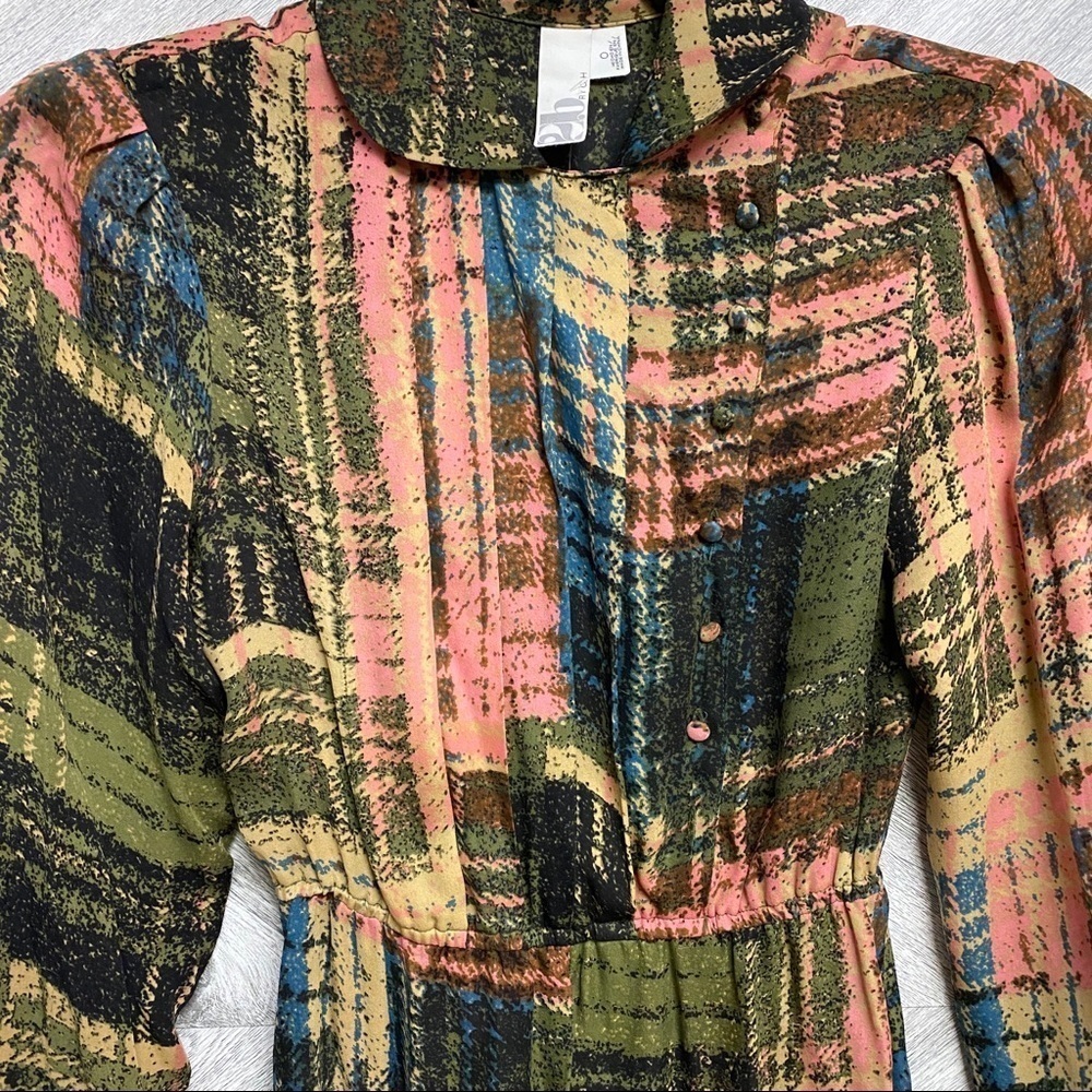 2B.Rych | 100% Silk Multi Color Green Dress Size 0 - Picture 5 of 7